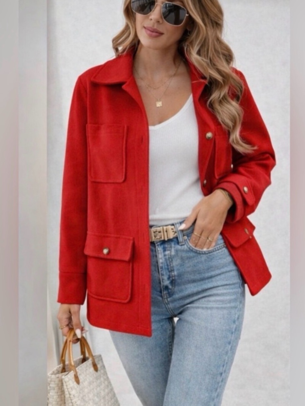 Adorable Red Spring Jacket Lightweight Jacket | Minimalist